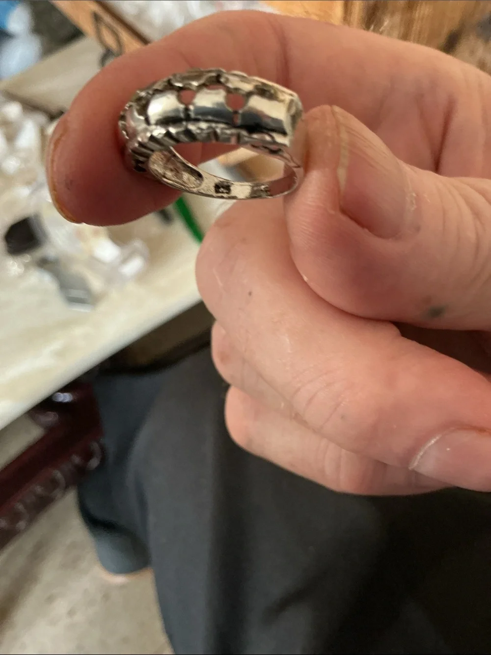Sterling Silver Floral Band Ring - Silver